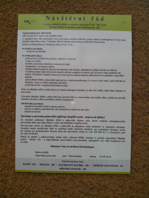 hřiště provozní řád II. 